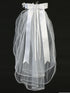 Lito Girls White 24 Inch Rhinestone Pearl Organza Flower Back Bow Communion Veil - SophiasStyle.com